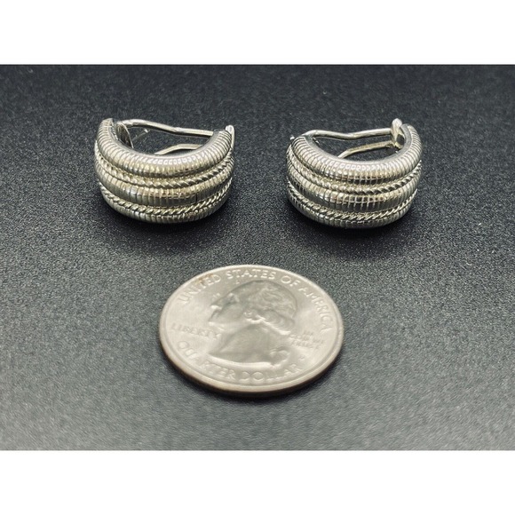 Judith Ripka Sterling Silver 12MM Hoop Earrings 925 Signed - Picture 3 of 8